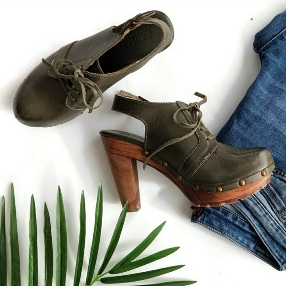 Bed Stu Shoes - BED|STU Cobbler Magnet Oxford Leather Slingback Wood Clogs